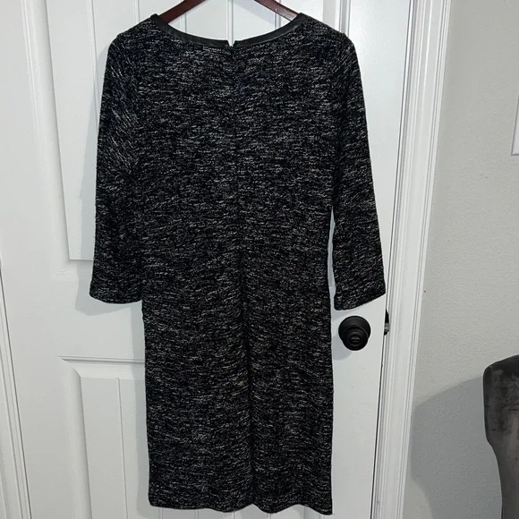 Talbots Twisted Tweed Boucle 3/4 Sleeve Fit and Flare Black&White Dress Size 12P - Picture 8 of 10